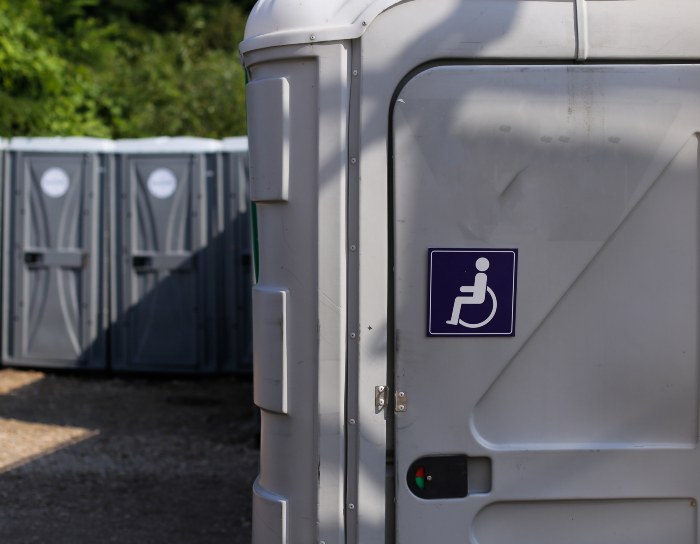 Wheelchair Symbol on a public toilet at a public event in NJ